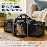 Sac de transport pour animaux de compagnie en polyester Oxford souple double face extensible, approuvé par les compagnies aériennes, avec maille respirante, pliable, pour chat et chien