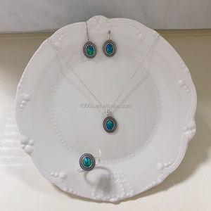 1000S diseño Popular ventas al por mayor Plata de Ley 925 con Turquesa mujeres conjuntos de joyería de moda para regalo de fiesta personalizado - Product Image 3