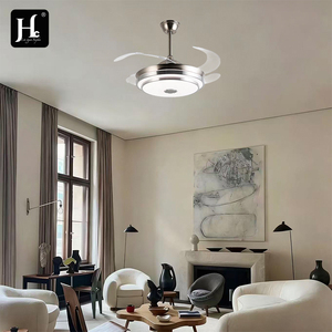 Modern designer crystal LED lamp retractable leafless electric cooling fan <b>remote</b> <b>control</b> <b>ceiling</b> fan hotel stainless steel - Product Image 5