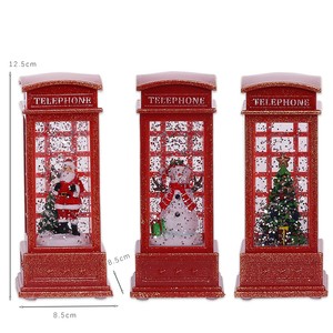 Décorations de Noël Cabine téléphonique émettant de la lumière rouge, Décorations de table, Poupées pour personnes âgées, Neige - Product Image 4