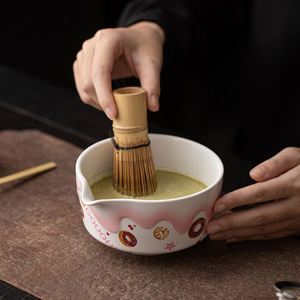 Juego de Cerámica Naranja Mecmore, Tazón de Cerámica para Té Verde, Tazón de Cerámica Hecho a Mano, Tazón Japonés para Matcha - Product Image 3