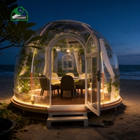 Dôme igloo moderne en polycarbonate, résistant au vent et aux UV, éclairage LED, vue à 360°, pour glamping, resort, jardin familial, chambre bulle en PC rigide