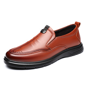 Mocassins en cuir pour hommes, à bout rond, respirants, avec semelle en caoutchouc, chaussures décontractées d'automne pour la conduite et le quotidien - Product Image 5