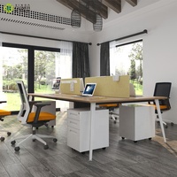Poste de travail moderne, mobilier de bureau, taille standard, bureau blanc pour 6 personnes