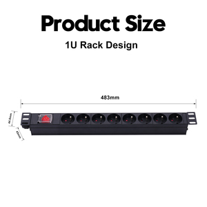 Service OEM, unité de distribution d'alimentation 19'' 1U 8 voies, bande de distribution d'alimentation pour serveur en rack français, avec protection contre les surcharges et les surtensions, CE RoHS - Product Image 3