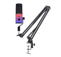 Micrófono de Escritorio Dinámico RGB Colorido con Cable Cardioide ZX-777 Pro, Reducción de Ruido, Modos Duales XLR/USB, Profesional