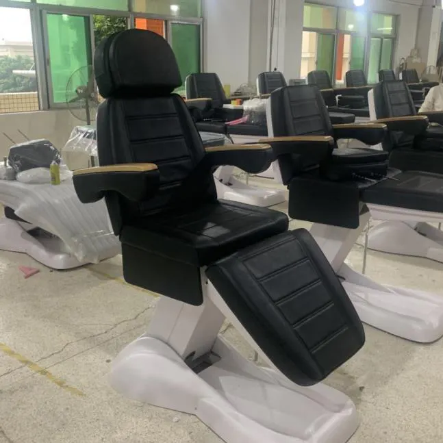 Avrupa tasarım tarzı siyah Podiatry sandalye 3-4 Motor elektrikli tıbbi Spa ekipmanları yüz masa ve sandalye
