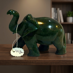 Natural Aventurine Gemstone <b>Elephant</b> Statue Polished Green Stone Carving Handcrafted Figurine - Product Image 1