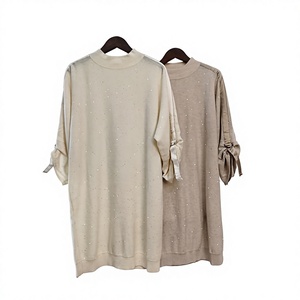 Suéter de Cuello Redondo de Manga Larga, Estilo Informal, Grueso, de Cachemira con Parches de Hilo con Cuentas BC, para Otoño, Precio Especial, No se Admiten Devoluciones - Product Image 1