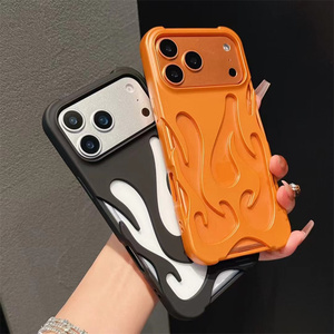 เคสโทรศัพท์ลายเปลวไฟ 3 มิติ แบบด้าน สำหรับ iPhone 17 16 15 14 Pro Max ดีไซน์สร้างสรรค์ ชุบไฟฟ้า นุ่ม - Product Image 2