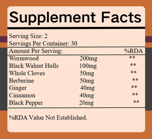 Capsules végétaliennes de soutien digestif à base de noix noires et d'armoise, de haute qualité, marque privée, vente en gros OEM/ODM - Product Image 2