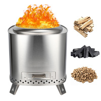 Poêle à bois sans fumée portable à double couche en acier inoxydable 304 pour le camping