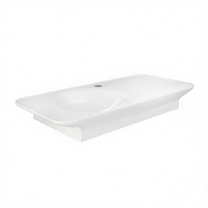 Lavabo mural Valet 111,3 cm blanc mat avec étagère droite pour salle de bain - Product Image 3