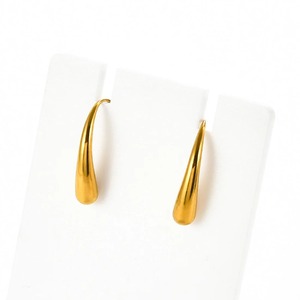 Boucles d'oreilles créoles épaisses pour femmes et filles en acier inoxydable avec zircon en forme de goutte d'eau, petites, tendance, simples, bijoux de fête, cadeaux - Product Image 6
