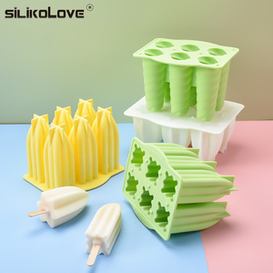 แม่พิมพ์ไอศกรีมซิลิโคนแบบลูกบาศก์ 6 ชิ้น ใช้ซ้ำได้ ถอดออกง่าย พร้อมฝาปิด - Product Image 1