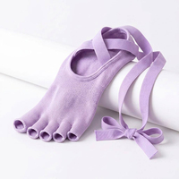 Chaussettes de yoga personnalisées à bout ouvert avec sangle de cheville et nœud, en coton doux, OEM ODM pour femmes, idéales pour le Pilates, la barre et l'entraînement en studio