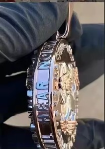 Pendentif crâne de hip hop personnalisé lettre personnalisée 6Ct taille princesse Moissanite IGI certifié argent sterling plaqué or rose 14K - Product Image 3