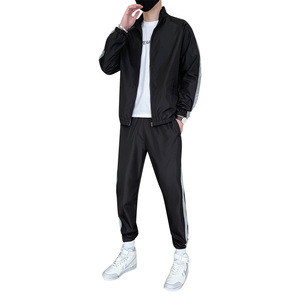 빈티지 플러스 사이즈 가을 솔리드 플리스 편안한 방풍 재킷 캐주얼 스포츠 슈트 남성 스포츠웨어 투피스 <span class=keywords><strong>2</strong></span>-in-1 세트 - Product Image 5