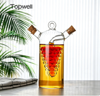 Botol Minyak & Cuka Kaca Buatan Tangan Berkualitas Tinggi Dengan Dua Cerat, Dispenser Kaca Borosilikat Tinggi Dengan Sumbat Gabus Untuk Bumbu Dapur Rumah