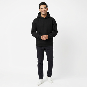 Custom men sweatshirts hoodies no <b>string</b> cut and sew oversized pullover french terry cotton cut edge raw hem rhinestone hoodies - Product Image 1