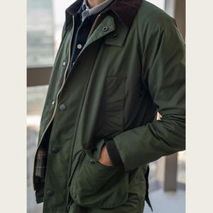 Veste coupe-vent britannique rétro vintage sculptée veste de chasse sans cire à col long en velours côtelé pour hommes - Product Image 2