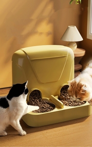 Distributore Automatico di Cibo per Cani e Gatti a Due Ciotole, Beige Giallo, Capacità 1-10L, per Famiglie con Più Gatti, Accessori per Animali Domestici, Logo Personalizzabile, Modello BD210 - Product Image 5