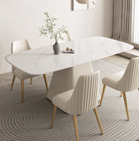 Royal Design Ensemble table à manger de luxe en marbre et pierre artificielle 6 places avec chaises