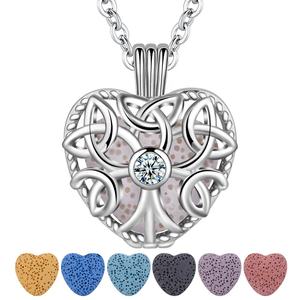 ארומתרפיה kolye kolye ארומתרפי תליון תליון לב לבה אבן לב לבה אבן שמן אתרי כסף מותאם אישית שרשרת ריח - Product Image 6