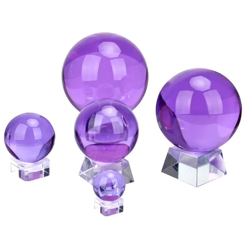 Red blue purple yellow solid clear christmas ornaments round crystal glass ball