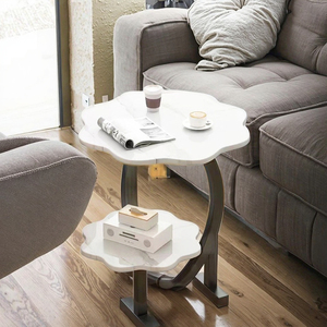 WenFeng OEM/ODM Modern Minimalist Coffee <strong>Table</strong>-Certified MDF, <strong>Adjustable</strong> <strong>Height</strong> &amp; Lockable Casters, Double-Layer Side <strong>Table</strong> - Product Image 5