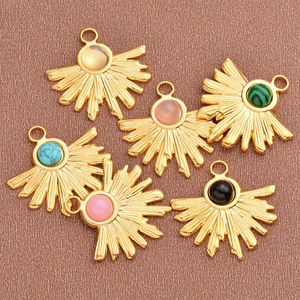 <span class=keywords><strong>Fan</strong></span> Shape Mặt Trời Charms Đá Tự Nhiên Thép Không Gỉ Với Màu Ngọc Lam Mặt Dây Tự Làm Vòng Cổ Bông Tai Đồ Trang Sức Làm Phụ Kiện - Product Image 4