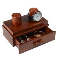 Kotak Jam Tangan Mewah Persegi Custom Dua Warna MDF/Kayu Karet dengan Penyimpanan Kayu Solid Ukiran Laser Kerajinan Display