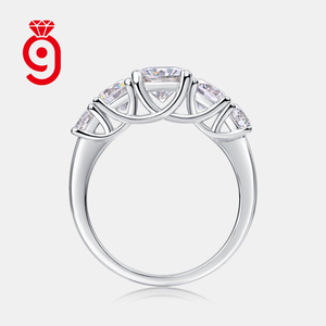 Anello in Oro Massiccio 18K con <span class=keywords><strong>Cinque</strong></span> Pietre Moissanite Taglio Rotondo, Anello di Lusso per Fidanzamento, Matrimonio e Uso Quotidiano, Certificato GRA - Product Image 6