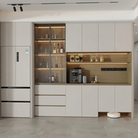 Buffet multifonctionnel au design coordonné et aux lignes épurées, de luxe, en bois massif noir, traditionnel, pour appartement de luxe