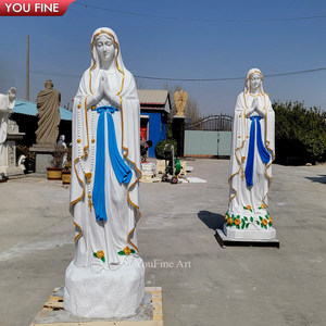 YOUFINE Estatua de Nuestra Señora DE LA Gracia de Mármol de Pie Blanco Natural Religiosa para Exteriores con Escultura de Manos Extensas - Product Image 6