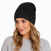 Nouveau Bonnet en Tricot Côtelé 2026 avec Strass Scintillants et Cristaux, pour Femme, Hiver, Mode, Extérieur, Réglable, Sans Revers, Idéal Voyage