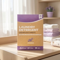 Feuilles de lessive écologiques solides sans mousse pour le lavage quotidien des vêtements, 60 lavages, pour les voyages et la maison
