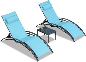 قابل للتعديل جميع الطقس teslin حبال استجوابي الألومنيوم الشمس المتسكع كرسي حمام سباحة في الهواء الطلق فندق أثاث صالة - Product Image 2