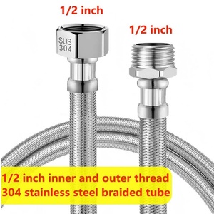 Calentador de Agua para Lavabo de Baño, Conectores Flexibles para Grifo G1/2" Hembra X G1/2" Macho, Manguera Trenzada de Acero Inoxidable - Product Image 5