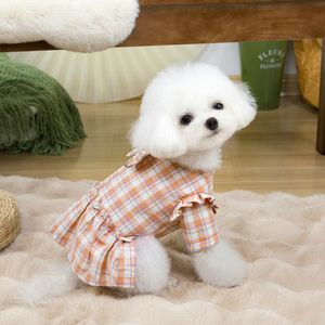 ชุดเดรสสองขาสำหรับสุนัขและแมวใหม่เสื้อผ้าลายสก๊อตสำหรับสัตว์เลี้ยง - Product Image 1