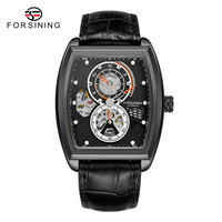Relojes Forsining de Diseño Único con Dos Esferas para Hombre, Relojes de Pulsera Mecánicos Automáticos de Esqueleto para Uso Profesional