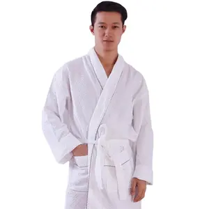 中国工厂高品质柔软长袖华夫棉睡衣浴袍