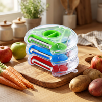 3-in-1 handmatige roestvrijstalen schilmes met roterend mes, multifunctionele fruit- en groentesnijder, afneembaar ontwerp, roestbestendig voor