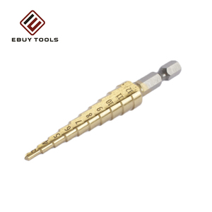 Brocas escalonadas HSS con revestimiento <span class=keywords><strong>de</strong></span> titanio ámbar y vástago hexagonal en espiral para taladrar madera, metal y acero - Product Image 5
