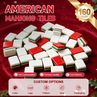 Set Permainan Mahjong Ukuran Penuh Desain Klasik 166 Ubin Akrilik dengan Ukiran Amerika