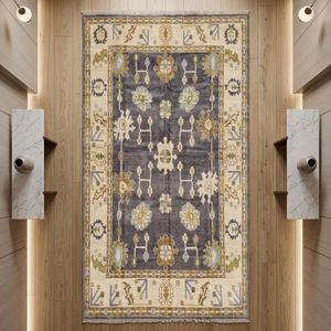 Tapis turc vintage noué à la main de qualité supérieure, design abstrait moderne, tapis contemporain en laine pour salon, couloir, chambre à coucher - Product Image 5