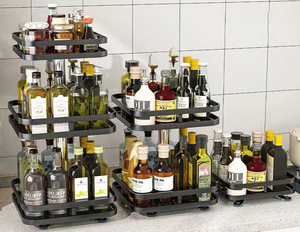 Ds2158 Vierkante Draaibare Kruidenorganisator Voor Keuken Badkamer In Hoogte Verstelbare Kruidenplank <span class=keywords><strong>3</strong></span> Tier Roterend Kruidenrek - Product Image 6