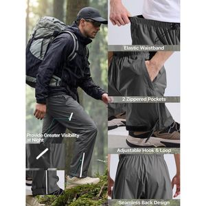 Pantalones de Lluvia Ligeros para Hombre, Impermeables, Resistentes al Viento, Plegables, para Senderismo y Actividades al Aire Libre, Cintura Elástica, Cierre de Cremallera, para Todas las Estaciones, 100% Poliéster - Product Image 6