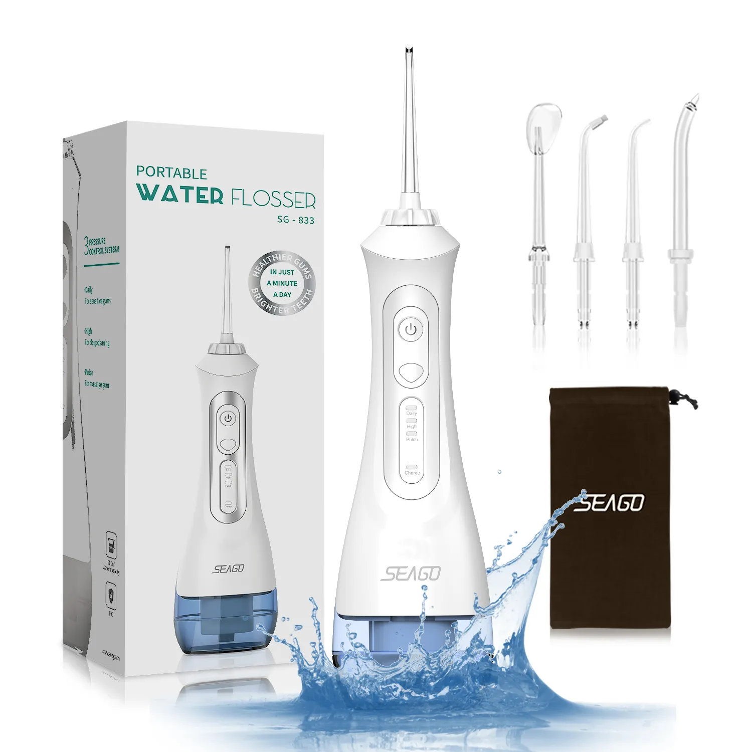 Seago SG-833 Portable Water Flosser Cordless Oral Cleaner Dental Irrigator With Massage Function CE Certificate