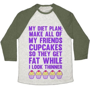 Camiseta de béisbol unisex de mezcla triple My Diet Plan (Cupcakes) - Product Image 1